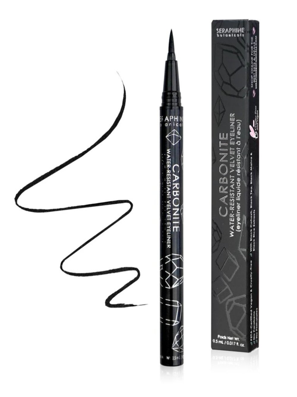 New & Sealed Seraphine Botanicals Water-Resistant Velvet Eyeliner, Carbonite
